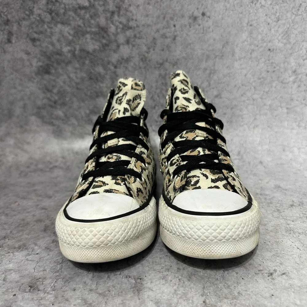 Converse Chuck Taylor All Star Eva Lift Kids 1 Brown Leopard Platform Sneakers